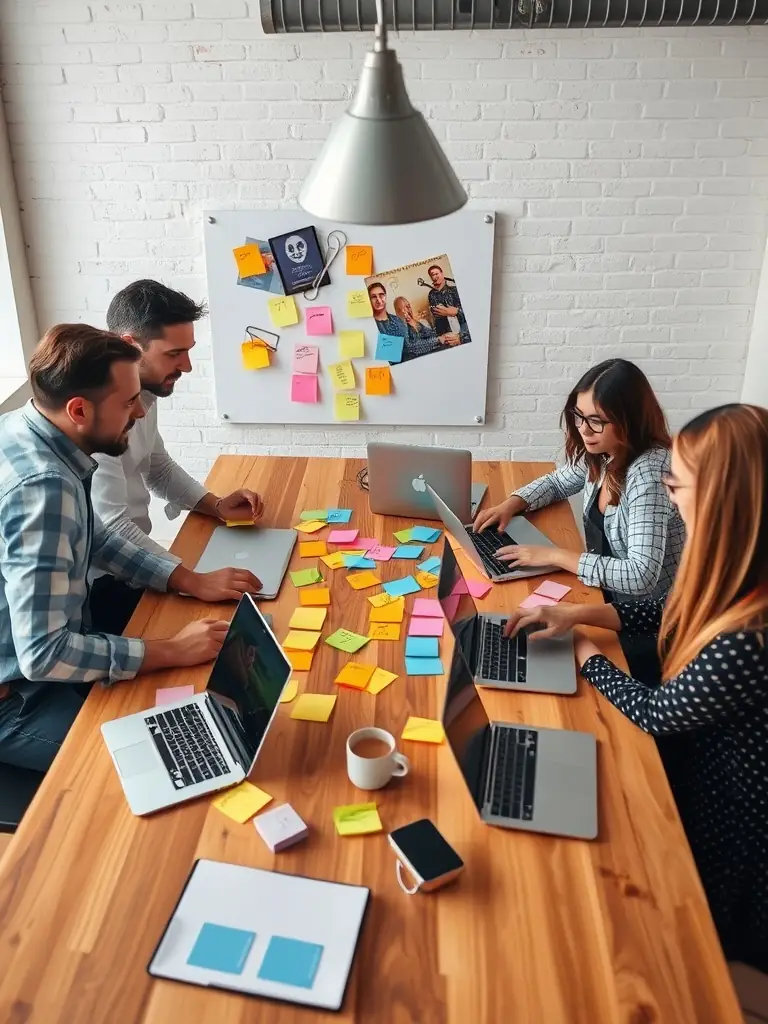 Digital marketing team brainstorming ad copy ideas.