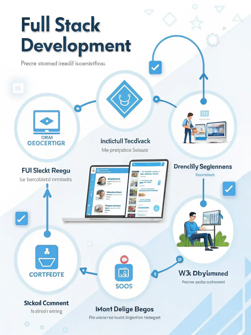 A graphic illustrating the process of custom website development, from initial consultation to final deployment, emphasizing ITIMPRESS's personalized approach.