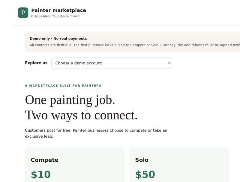 Painters marketplace demo