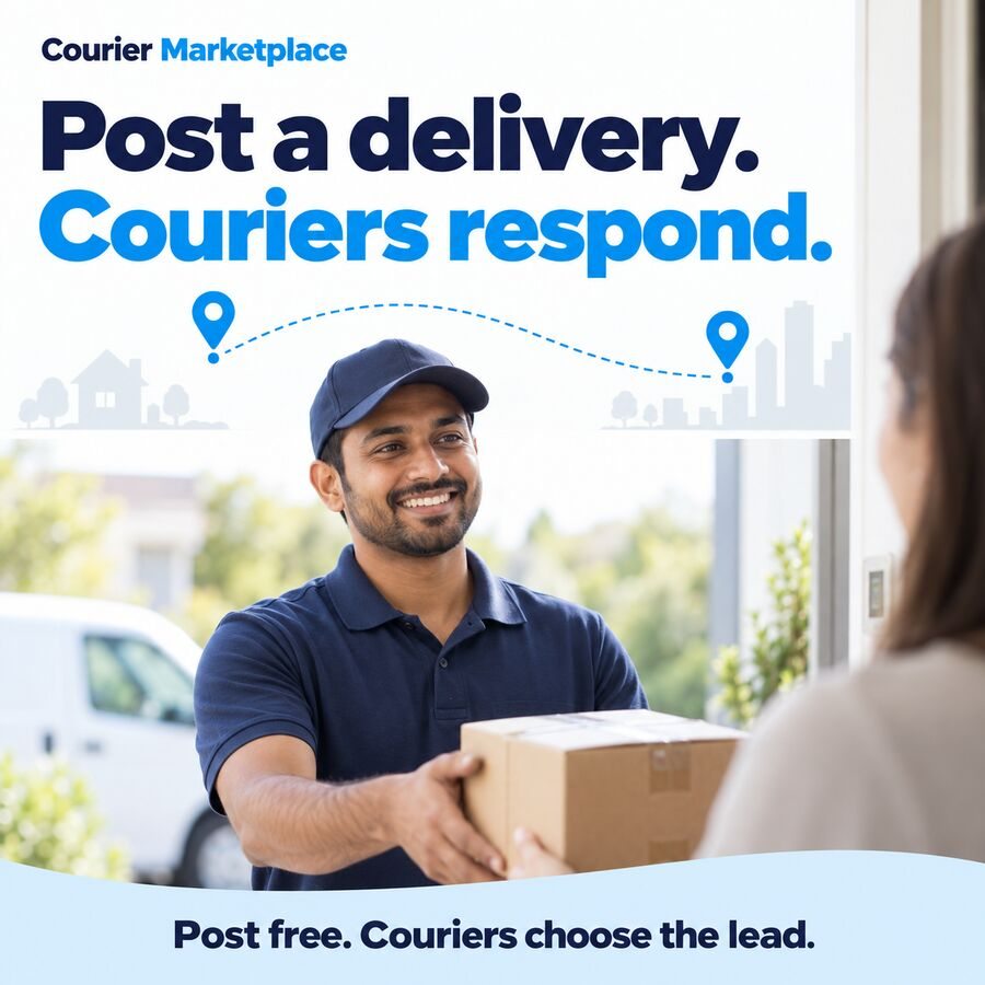 Courier lead marketplace promotional illustration